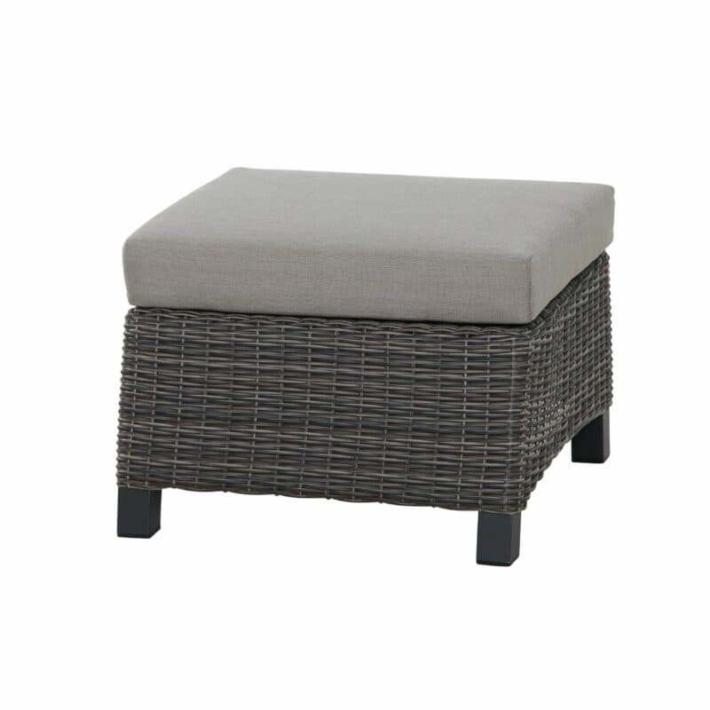 Siena Garden Gartenhocker "Corido", Gestell Aluminium anthrazit matt, Geflecht charcoal grey, Kissen taupe