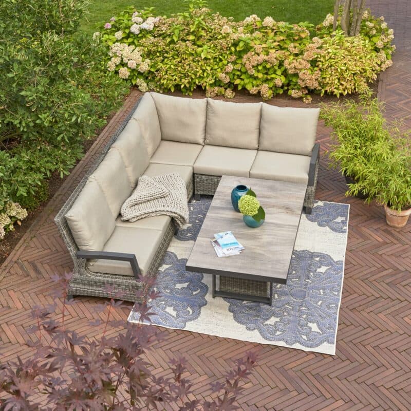 Siena Garden Lounge-Serie "Corido", Gestell Aluminium anthrazit, Geflecht charcoal grey, Kissen taupe