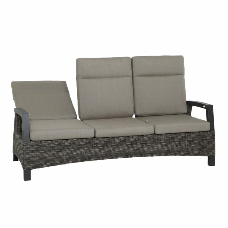 Siena Garden "Corido" Loungesofa, Gestell Aluminium, Geflecht charcoal grey, Kissen taupe meliert
