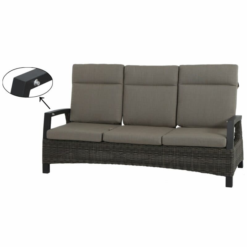 Siena Garden "Corido" Loungesofa, Gestell Aluminium, Geflecht charcoal grey, Kissen taupe meliert
