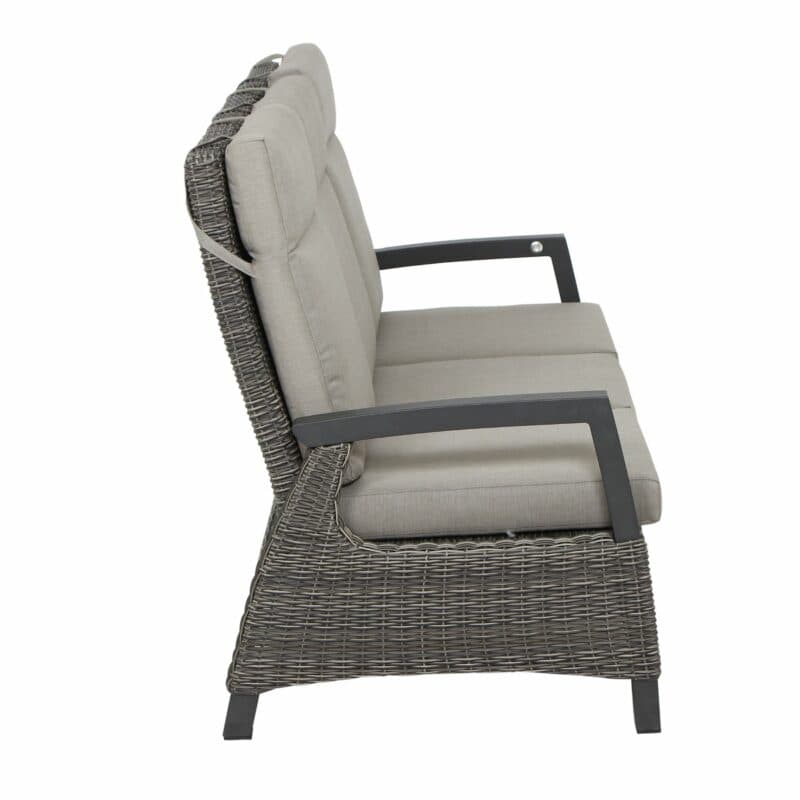 Siena Garden "Corido" Loungesofa, Gestell Aluminium, Geflecht charcoal grey, Kissen taupe meliert