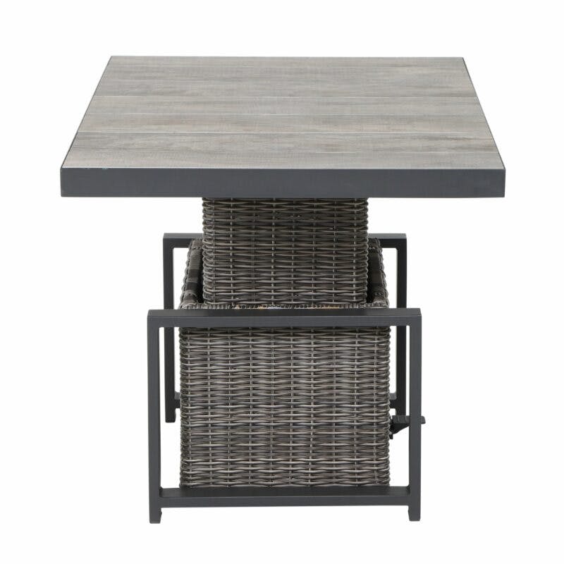 Siena Garden "Corido" Loungetisch/Lift-Tisch, Gestell Aluminium anthrazit matt, Geflecht charcoal grey, Tischplatte Keramik washed grey