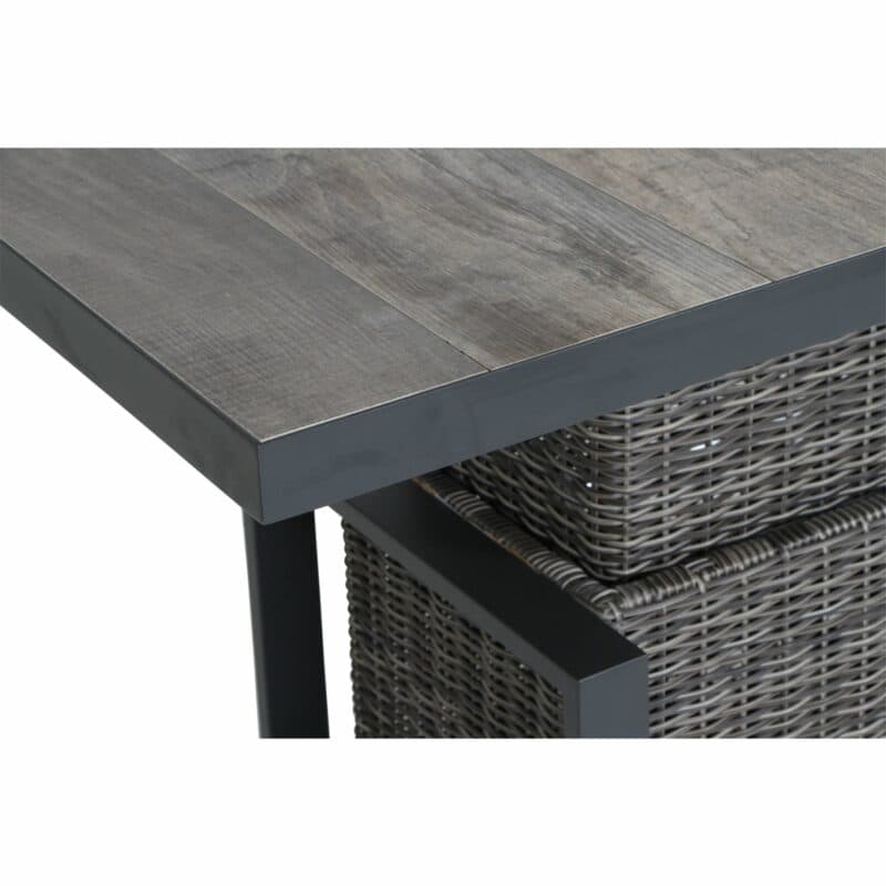 Siena Garden "Corido" Loungetisch/Lift-Tisch, Gestell Aluminium anthrazit matt, Geflecht charcoal grey, Tischplatte Keramik washed grey