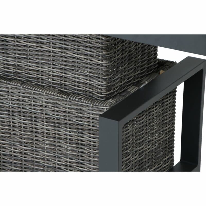 Siena Garden "Corido" Loungetisch/Lift-Tisch, Gestell Aluminium anthrazit matt, Geflecht charcoal grey, Tischplatte Keramik washed grey