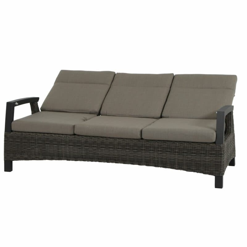 Siena Garden "Corido" Loungesofa, Gestell Aluminium, Geflecht charcoal grey, Kissen taupe meliert