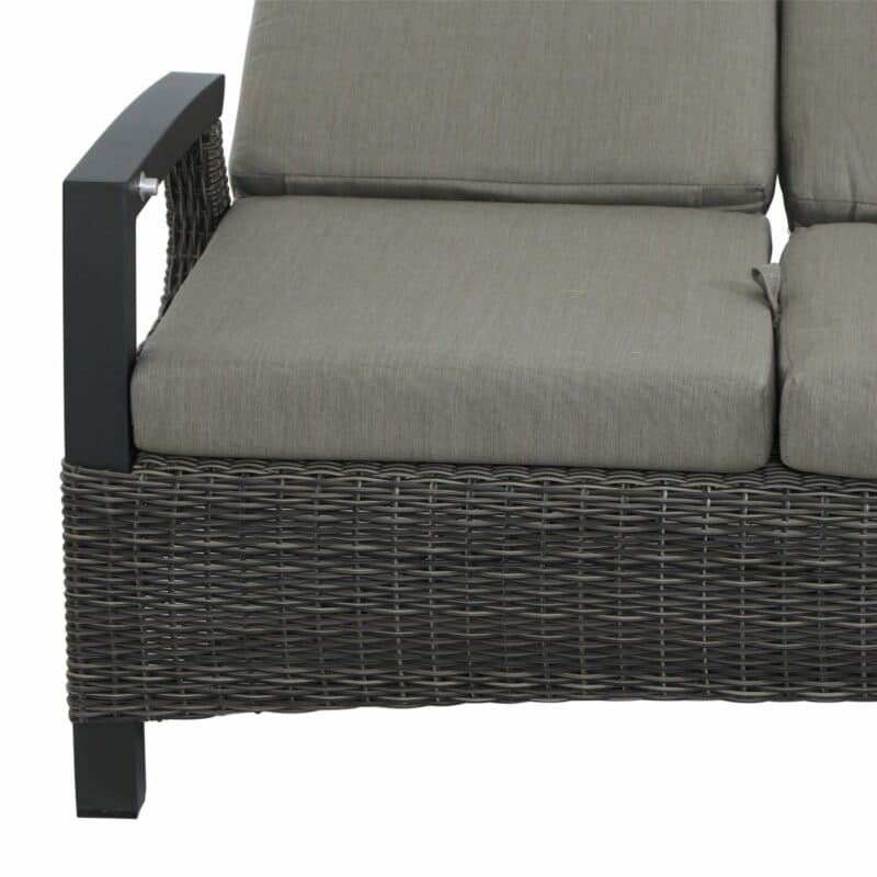 Siena Garden "Corido" Loungesofa, Gestell Aluminium, Geflecht charcoal grey, Kissen taupe meliert