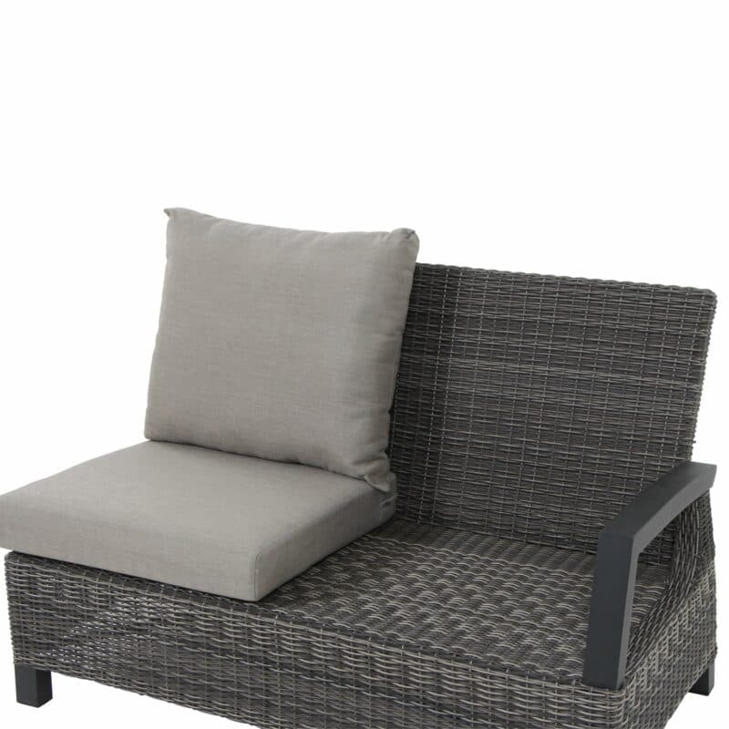 Siena Garden "Corido" Seitenteil links, Gestell Aluminium anthrazit matt, Geflecht charcoal grey, Kissen taupe meliert