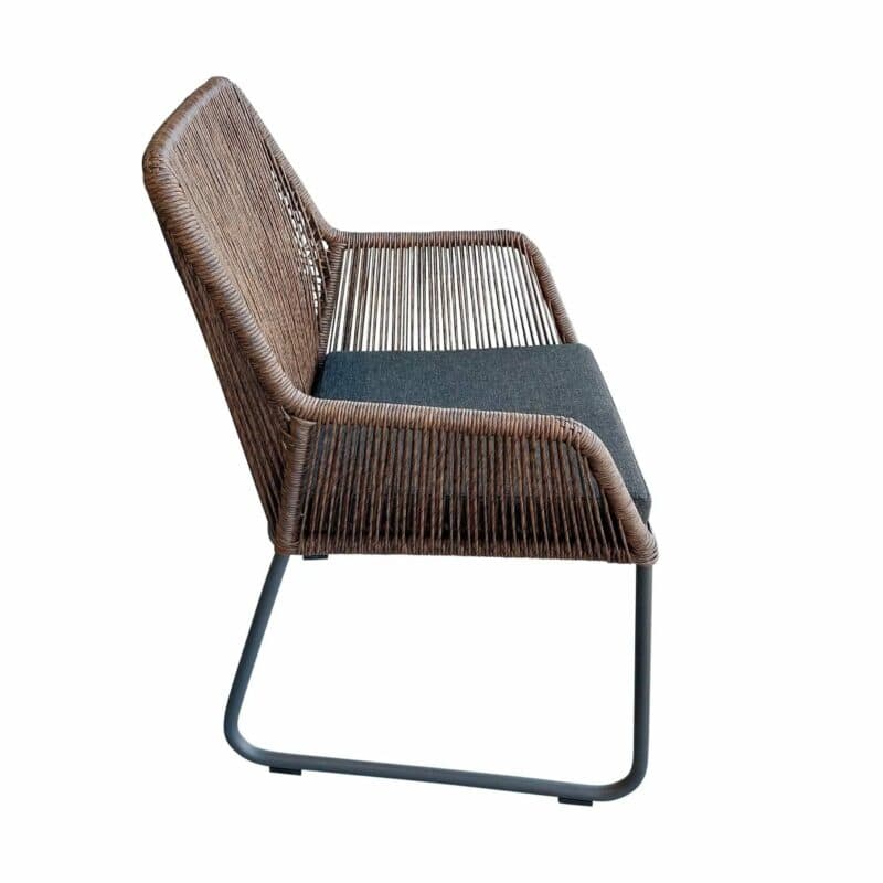 SIT Mobilia "Allanis" Gartenstuhl, Gestell Aluminium anthrazit, Geflecht Twisted Abaco Philipino, Kissen schwarz