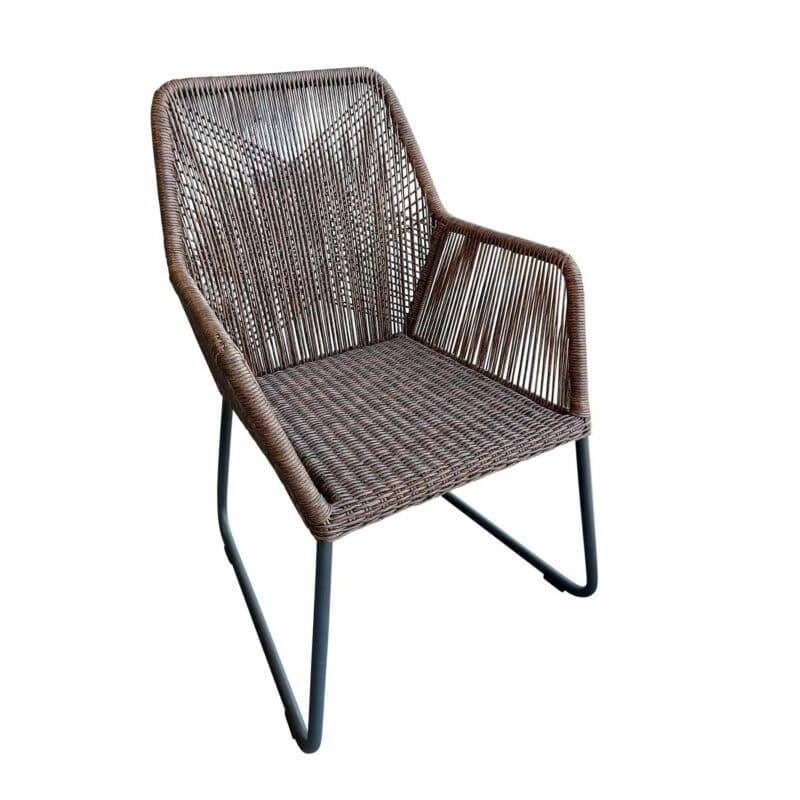 SIT Mobilia "Allanis" Gartenstuhl, Gestell Aluminium anthrazit, Geflecht Twisted Abaco Philipino, Kissen schwarz
