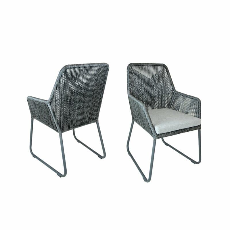 SIT Mobilia Gartenstuhl "Allanis“, Gestell Aluminium anthrazit, Geflecht Twisted Ebony, Kissen white/grey