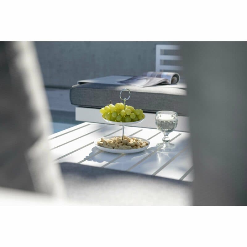 Stern Dining Bank Holly, Aluminium weiß, Kissen seidengrau