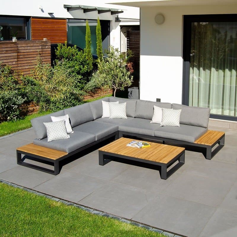 Jati & Kebon "Virginia" Loungegruppe, Gestell Aluminium mit Teak