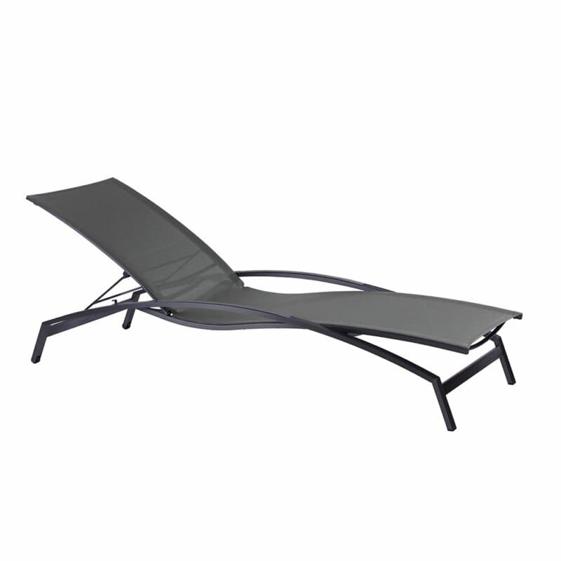 Diamond Garden "Valencia" Sonnenliege, Gestell Edelstahl dunkelgrau, Bespannung Sunproof Sling schwarz/silber, Alu-Armlehnen