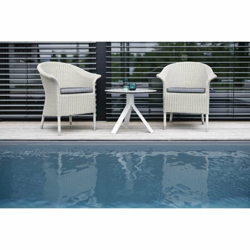 Stern "Freddie" Beistelltisch, Gestell Aluminium weiß, Tischplatte HPL Zement hell