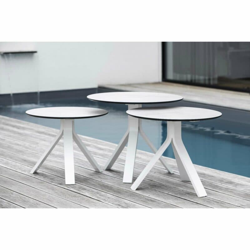 Stern "Freddie" Beistelltisch, Gestell Aluminium weiß, Tischplatte HPL Zement hell