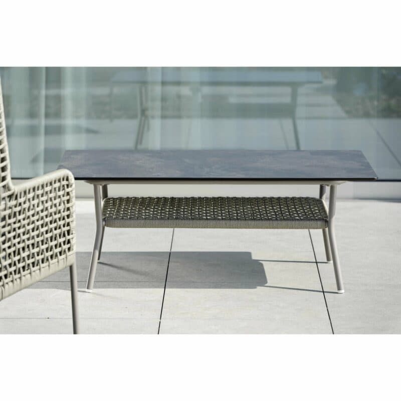Loungetisch "Greta" von Stern , Gestell Aluminium champagner, Tischplatte HPL Silverstar 2.0 Vintage braun
