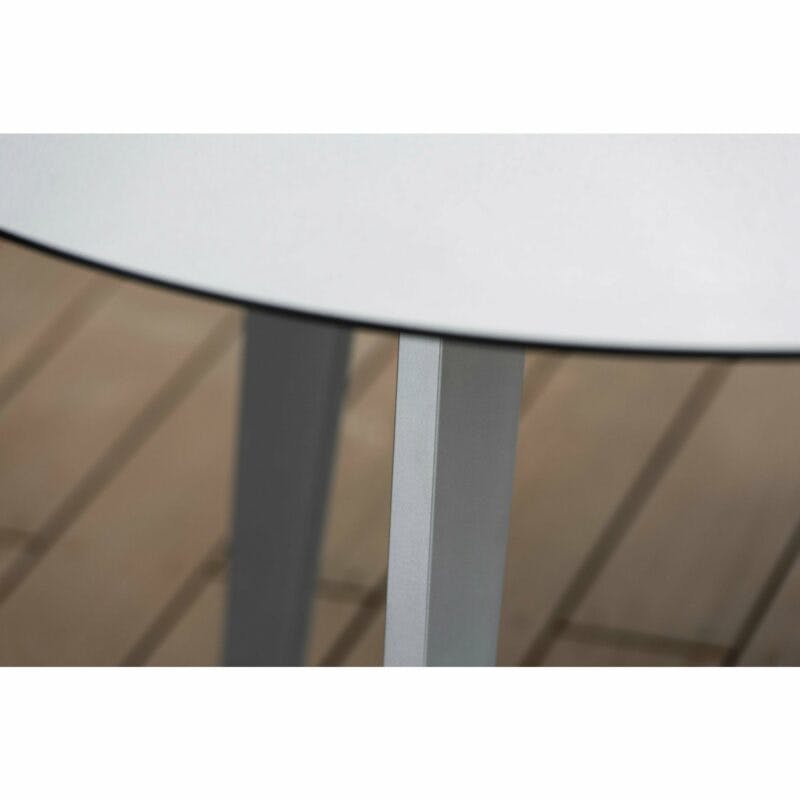 Stern Gartentisch rund 110cm, Aluminium graphit, Tischplatte HPL uni grau