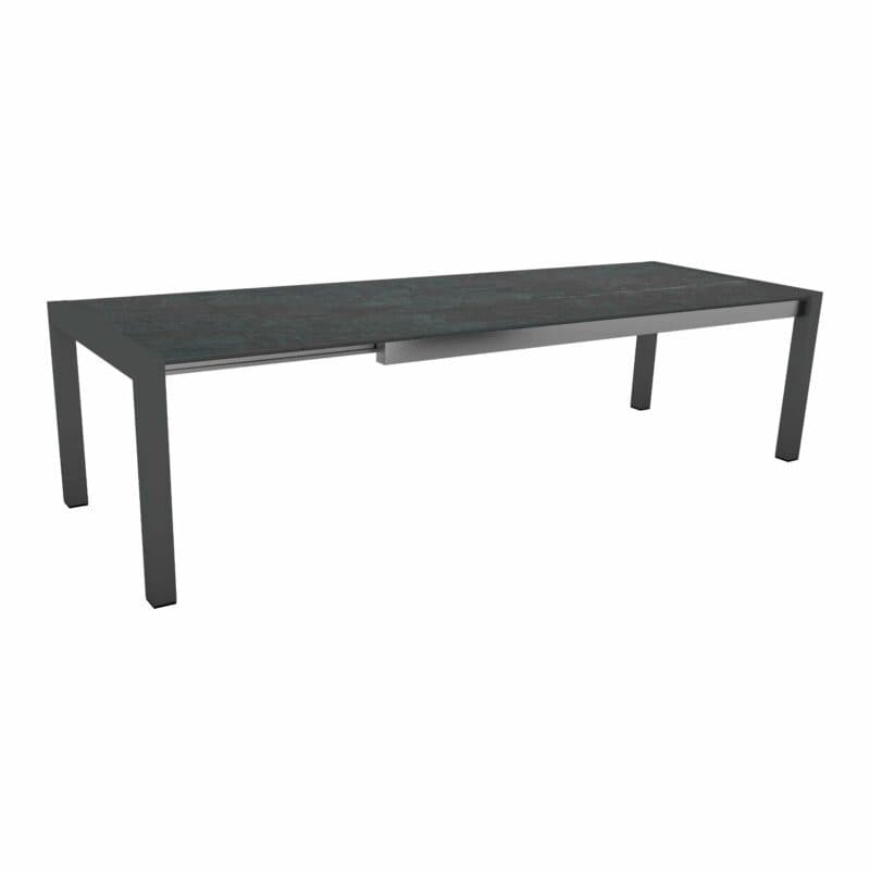 Stern Ausziehtisch mit Standard-Auszug, Gestell Aluminium anthrazit, Tischplatte Dekton Lava anthrazit, 174/234x90 cm