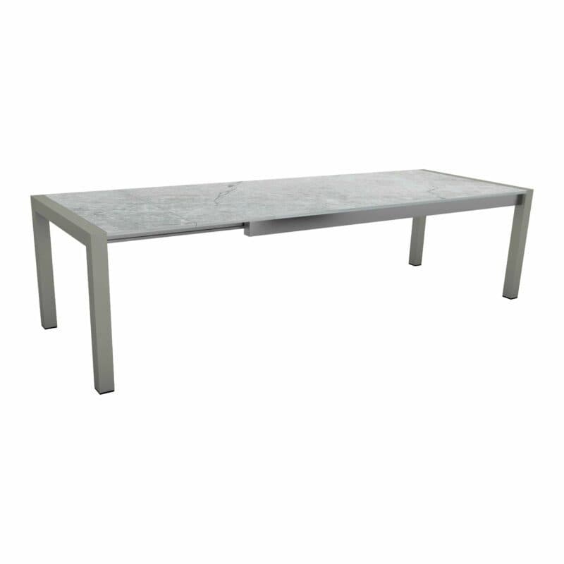 Stern Ausziehtisch mit Standard-Auszug, Gestell Aluminium graphit, Tischplatte Dekton Lava hellgrau, 174/234x90 cm