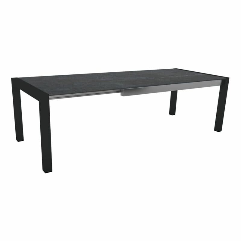 Stern Ausziehtisch mit Standard-Auszug, Gestell Aluminium schwarz matt, Tischplatte Dekton Lava anthrazit, 174/234x90 cm