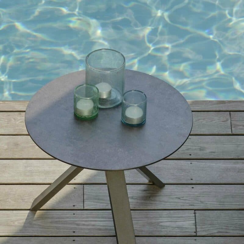 Stern "Freddie" Beistelltisch, Gestell Aluminium anthrazit, Tischplatte HPL dark marble, Ø 60 cm, Höhe 48 cm