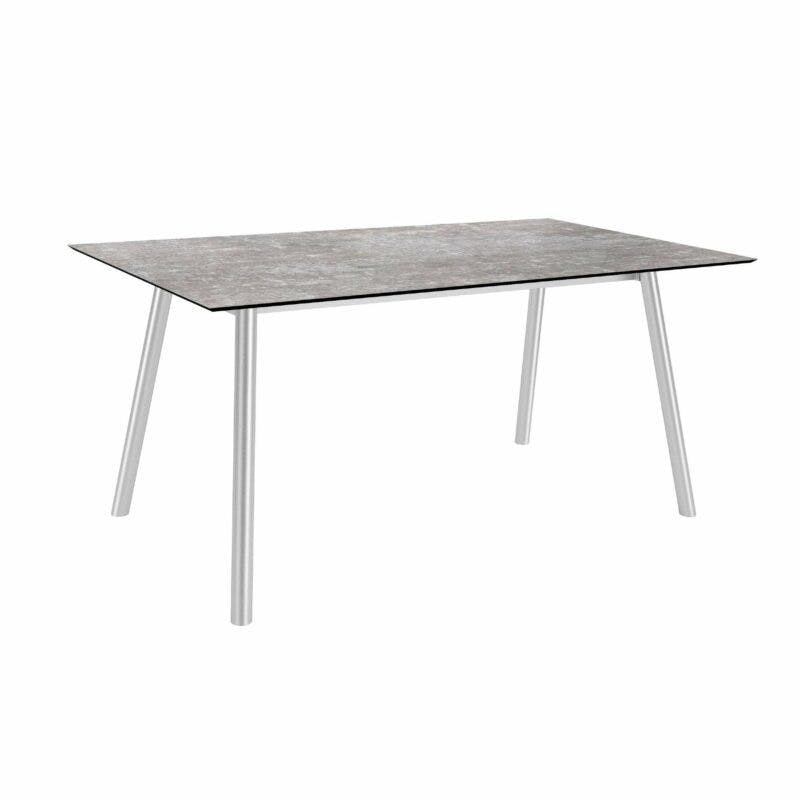 Stern Tisch "Interno", Größe 180x100cm, Edelstahl, Rundrohr, Tischplatte HPL Metallic Grau