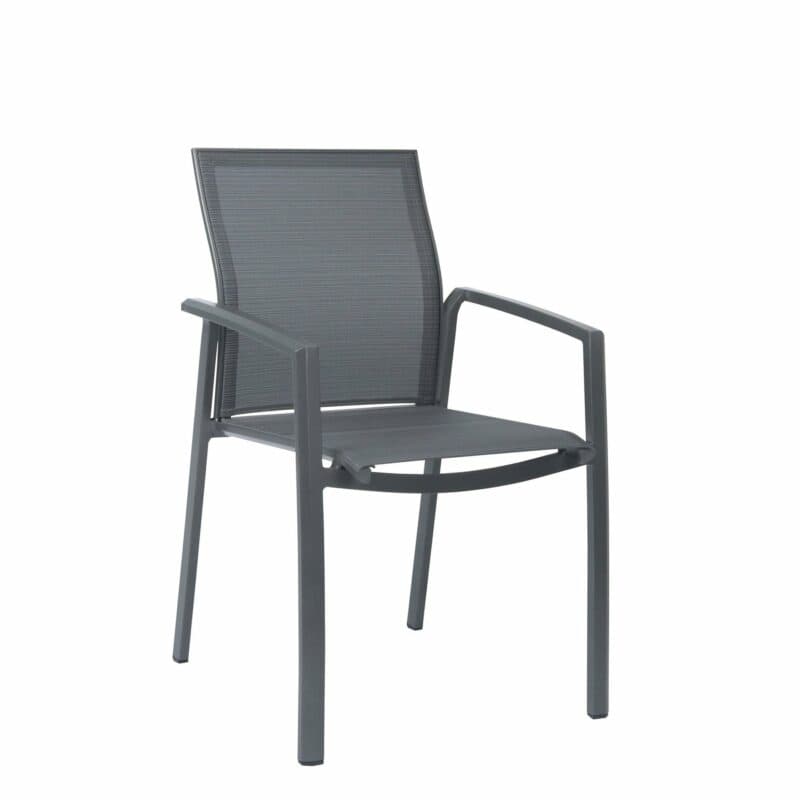 Stern Stapelsessel "Kari", Gestell Aluminium anthrazit, Textilgewebe karbon
