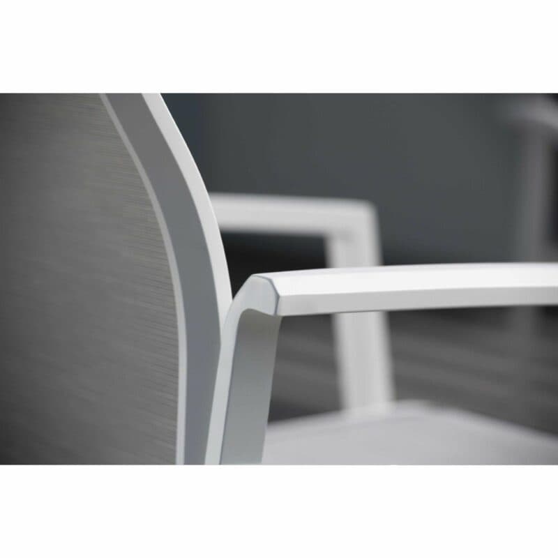 Stern Stapelsessel "Kari", Gestell Aluminium weiß, Textilgewebe silber