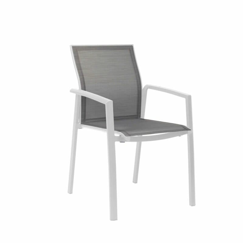 Stern Stapelsessel "Kari", Gestell Aluminium weiß, Textilgewebe silber