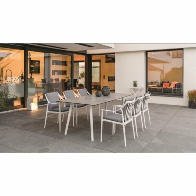 Stern Diningsessel "Vanda" mit Gartentisch "Interno", Gestell Aluminium weiß, Tischplatte HPL