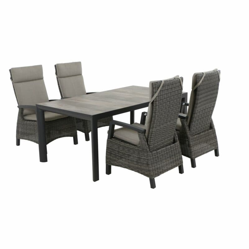 Siena Garden Gartenmöbel-Set mit Dining-Sessel "Corido" und Gartentisch "Silva" 180x100 cm, Aluminium anthrazit matt