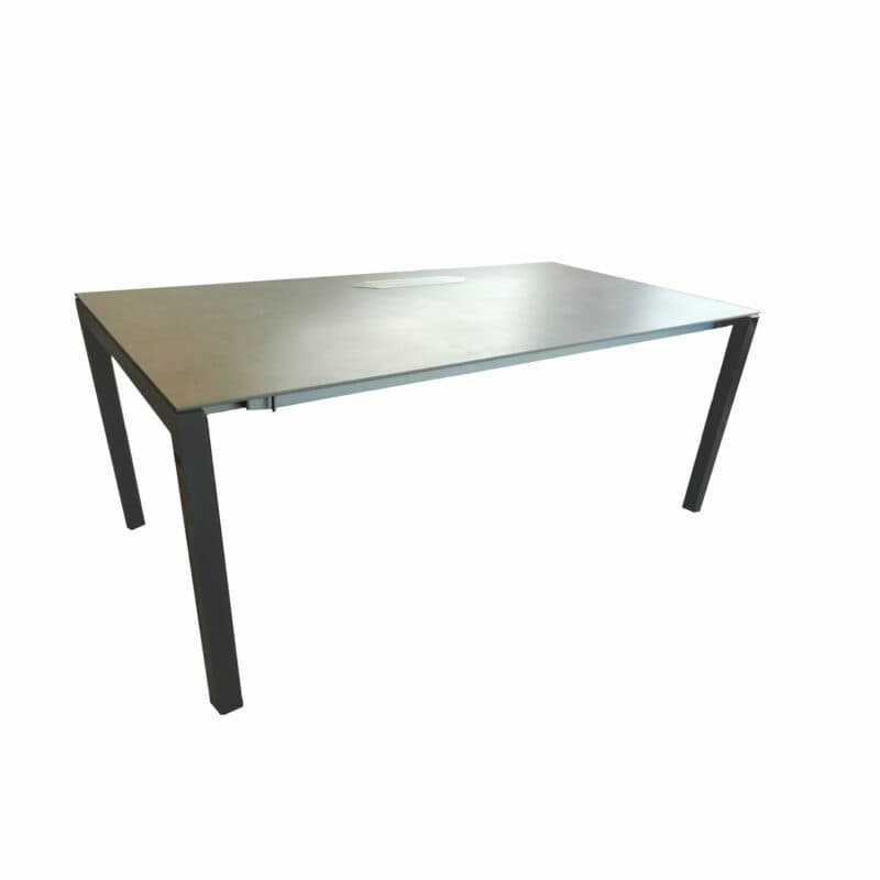 SIT Mobilia Ausziehtisch "Manhattan" mit Dreheinlage, Gestell Aluminium anthrazit, Platte Dekton Kreta, 180(240)x95 cm