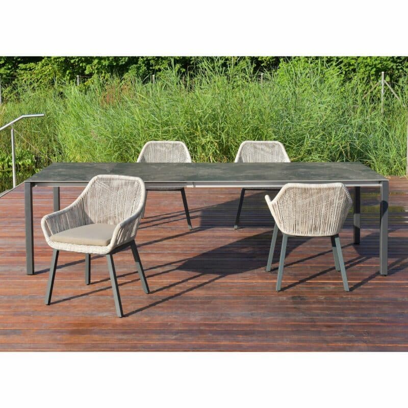 SIT Mobilia Ausziehtisch "Manhattan", Gestell Aluminium anthrazit, Stuhl "Tacos"