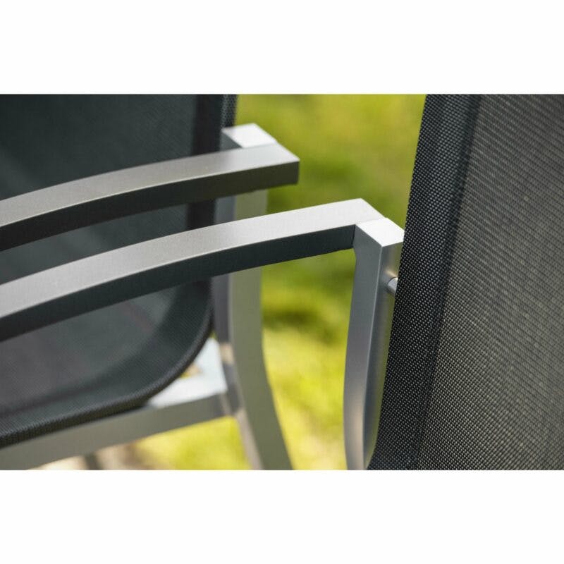 Stern Gartenstuhl "Evoee", Gestell Aluminium graphit, Sitzfläche Textilgewebe silbergrau, Armlehnen Aluminium anthrazit