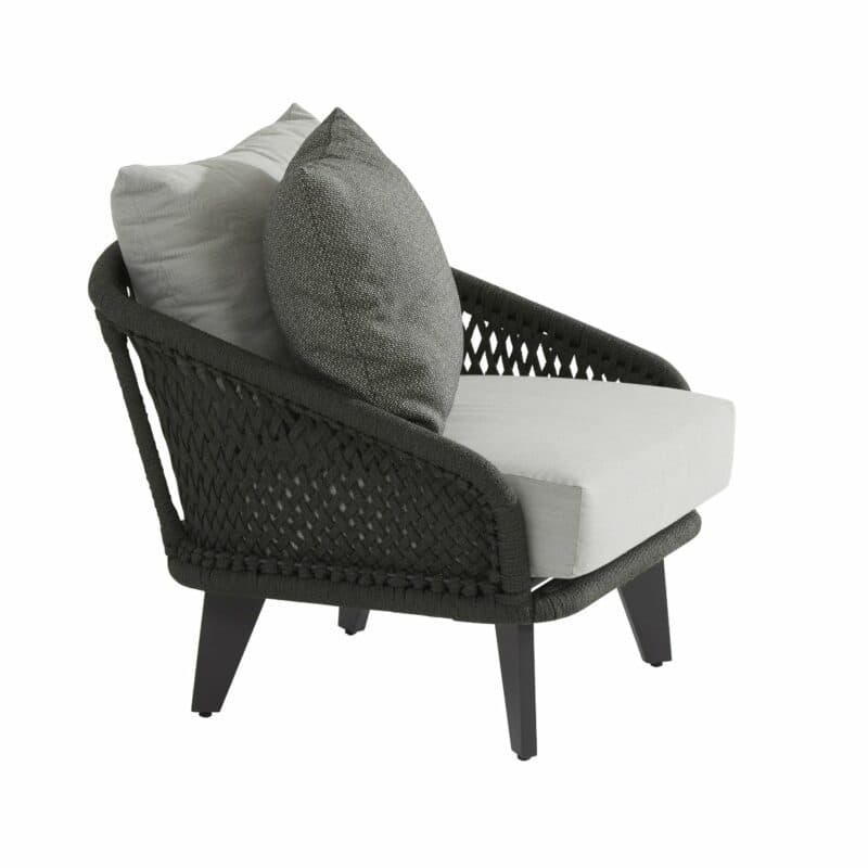 4Seasons Outdoor Loungesessel "Belize" inkl. 2 Kissen & 1 Dekokissen, Gestell Aluminium anthrazit, Rope schwarz