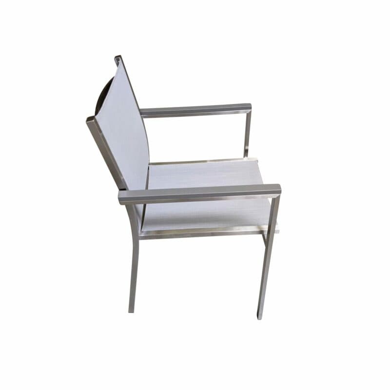 Home Islands "Daiki" Stapelsessel, Gestell Edelstahl, Bezug Textilgewebe silver black, Armlehnen Aluminium grau