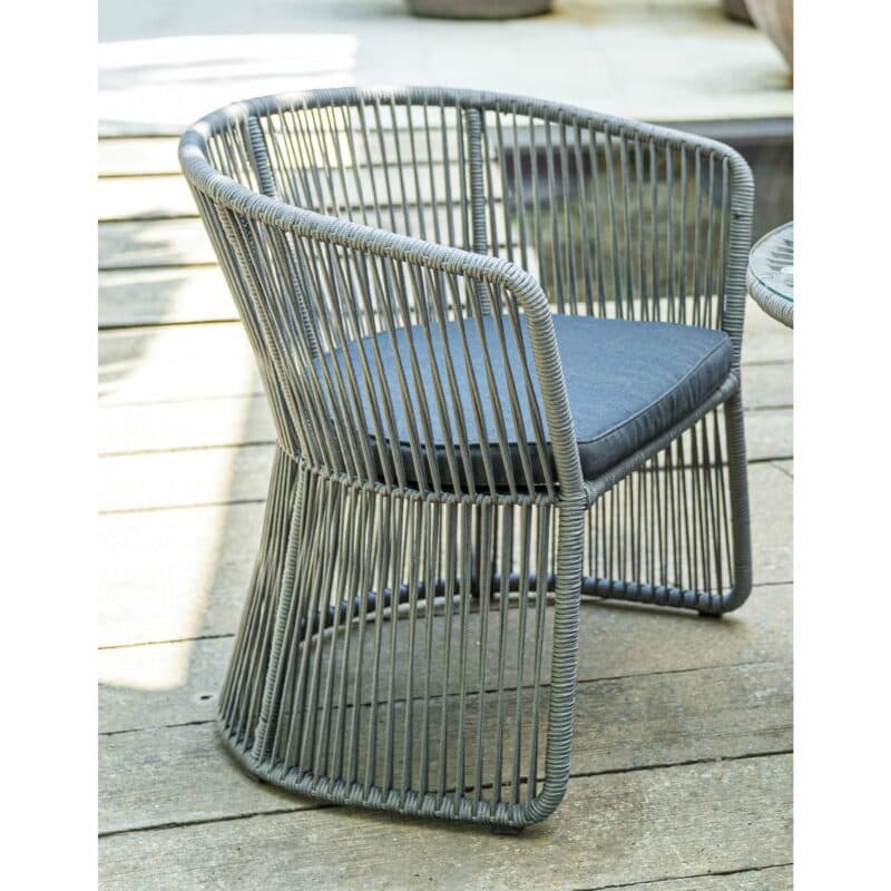 Home Islands Cocktailsessel "Kwai", Gestell Aluminium schwarz matt, Bespannung Rope hellgrau, Kissen anthrazit