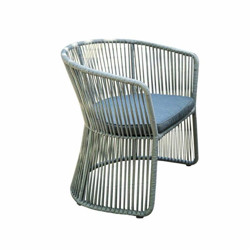 Home Islands Cocktailsessel "Kwai", Gestell Aluminium schwarz matt, Bespannung Rope hellgrau, Kissen anthrazit