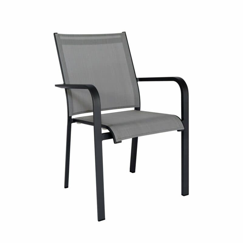 Jati&Kebon Stapelsessel "Dransy", Gestell Aluminium eisengrau, Bespannung Jatex silbergrau