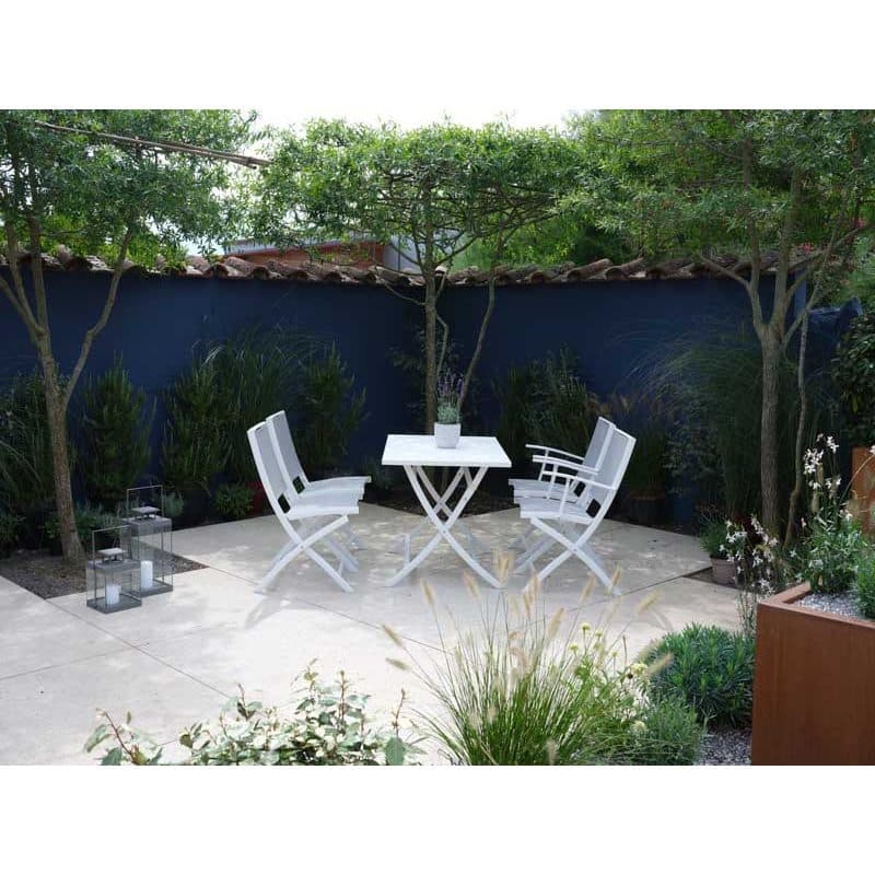 Jati&Kebon "Marida" Klapptisch mit "Feodal" Klappstuhl, Aluminium weiß, Textilgewebe hellgrau