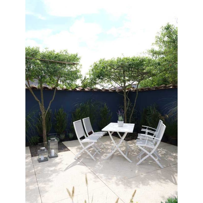 Jati&Kebon "Marida" Klapptisch mit "Feodal" Klappstuhl, Aluminium weiß, Textilgewebe hellgrau