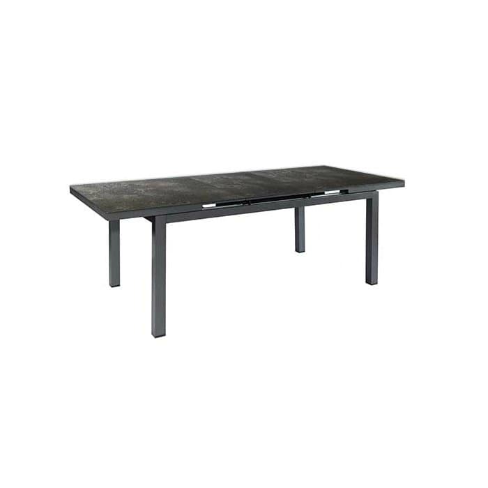 Jati&Kebon Ausziehtisch "Gabon", Gestell Aluminium eisengrau, Tischplatte HPL nero granite