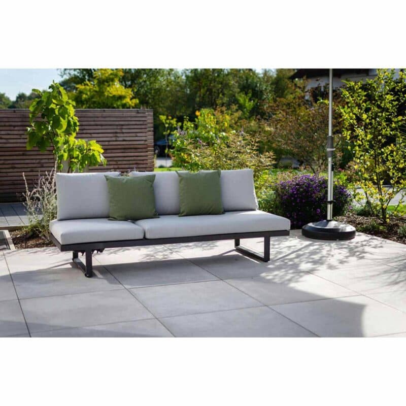 Jati&Kebon "Rao/Rao Rope" Multifunktionliege, Gestell Alu eisengrau, Auflagen-Set Natté Grey Chiné (Farbton im Original etwas abweichend)