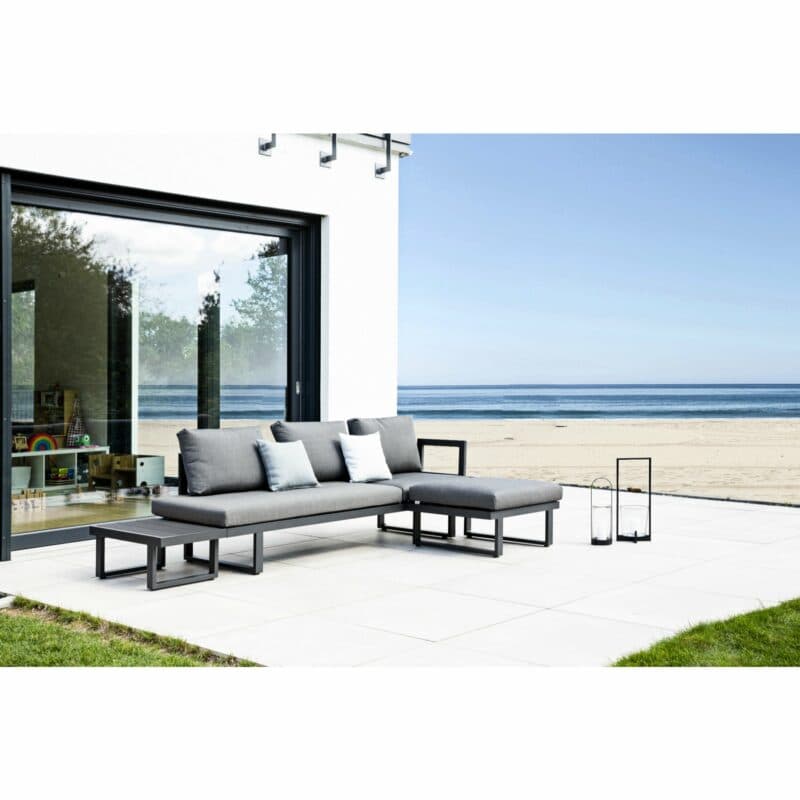 Jati&Kebon "Rao" Multifunktionsliege mit zwei 1-Sitzer Modulen, Aluminium eisengrau, Auflagen Natté Sooty