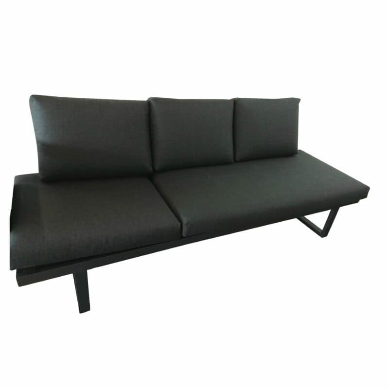 Jati&Kebon "Rao Rope" Multifunktionsliege/Loungesofa, Gestell Alu eisengrau, Rope charcoal black, Auflagen Natté Sooty