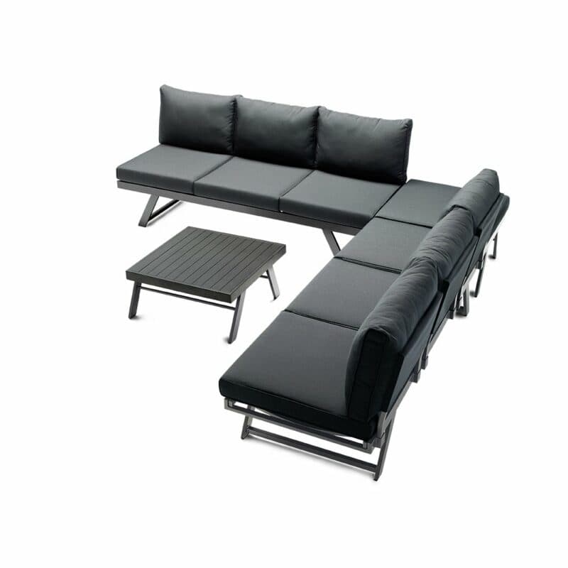 Sieger Loungeserie "Auckland", Gestell Aluminium eisengrau, Kissenfarbe grau