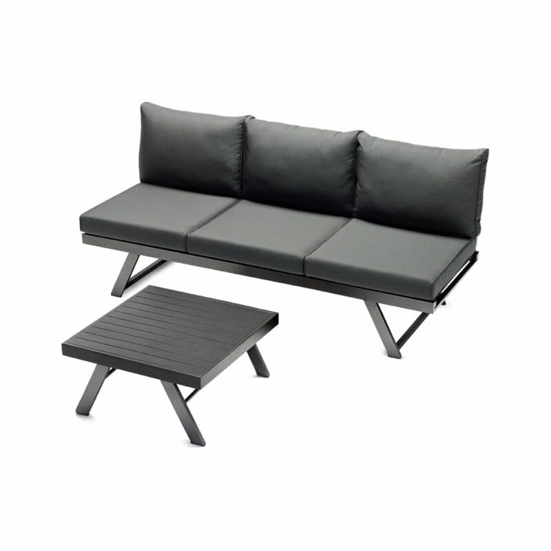 Sieger Loungeserie "Auckland", Gestell Aluminium eisengrau, Kissenfarbe grau