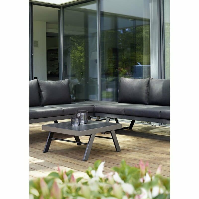 Sieger Loungeserie "Auckland", Gestell Aluminium eisengrau, Kissenfarbe grau