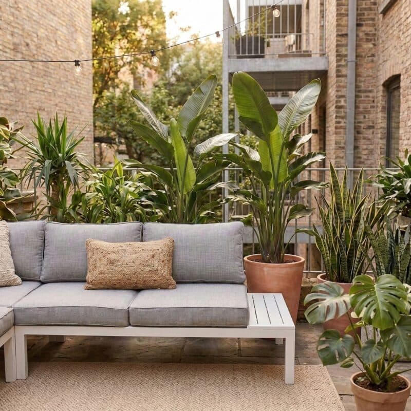 Home Islands "Laos" Loungeset, Gestell & Ablagen Aluminium weiß, Polster hellgrau (Bild KI-generiert)