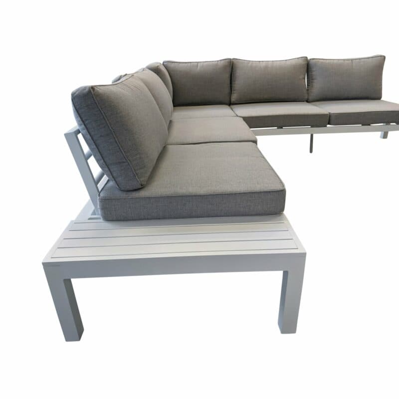 Home Islands Loungeset "Laos", Gestell & Ablagen Aluminium weiß, Polster hellgrau